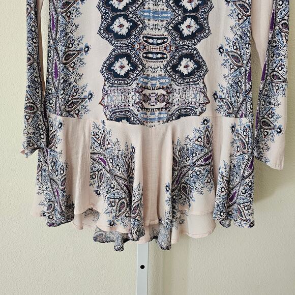 FREE PEOPLE Smooth Talker Antique Combo Back Cut Out Pullover Tunic Dress Sz XS - Picture 7 of 16